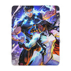 Electric Anime Duo Blanket Superhero Couple Sherpa Throw Cool Power Gift for Him or Her Cozy Anime Decor