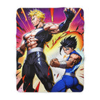 Anime Power Duo Sherpa Blanket Muscle Heroes Lightning Energy Cozy Blanket for Anime Fans Gamer Room Decor