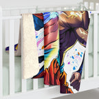 Anime Duo Sherpa Blanket Fire and Lightning Warriors Gift for Anime Fans Cozy Gaming Decor Bold Battle Art