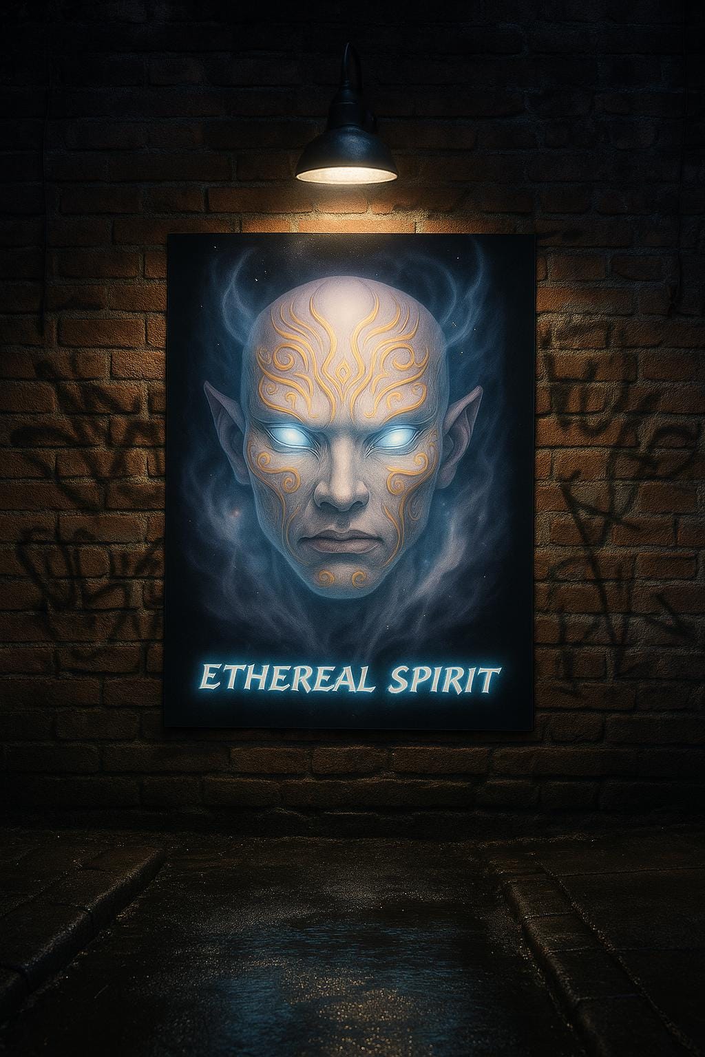 Ethereal Spirit Anime Poster Wall Art Fantasy Glow Decor Futuristic Zen Guardian Gift for Anime Fans and Collectors