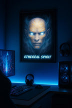 Ethereal Spirit Anime Poster Wall Art Fantasy Glow Decor Futuristic Zen Guardian Gift for Anime Fans and Collectors