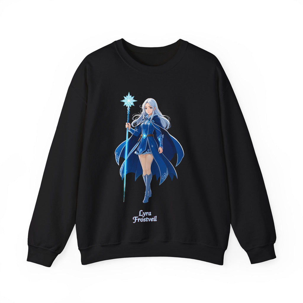 Lyra Frostfeil Ice Sorceress Anime Sweatshirt Royal Blue Magical Girl Frost Mage Gift for Anime Fans Fantasy Streetwear Winter Gamer Apparel