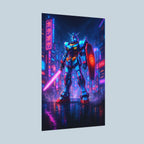Cyber Mecha Anime Poster | Neon Robot Wall Art | Futuristic Sci-Fi City Print | Mech Warrior Decor | Epic Anime Apparel