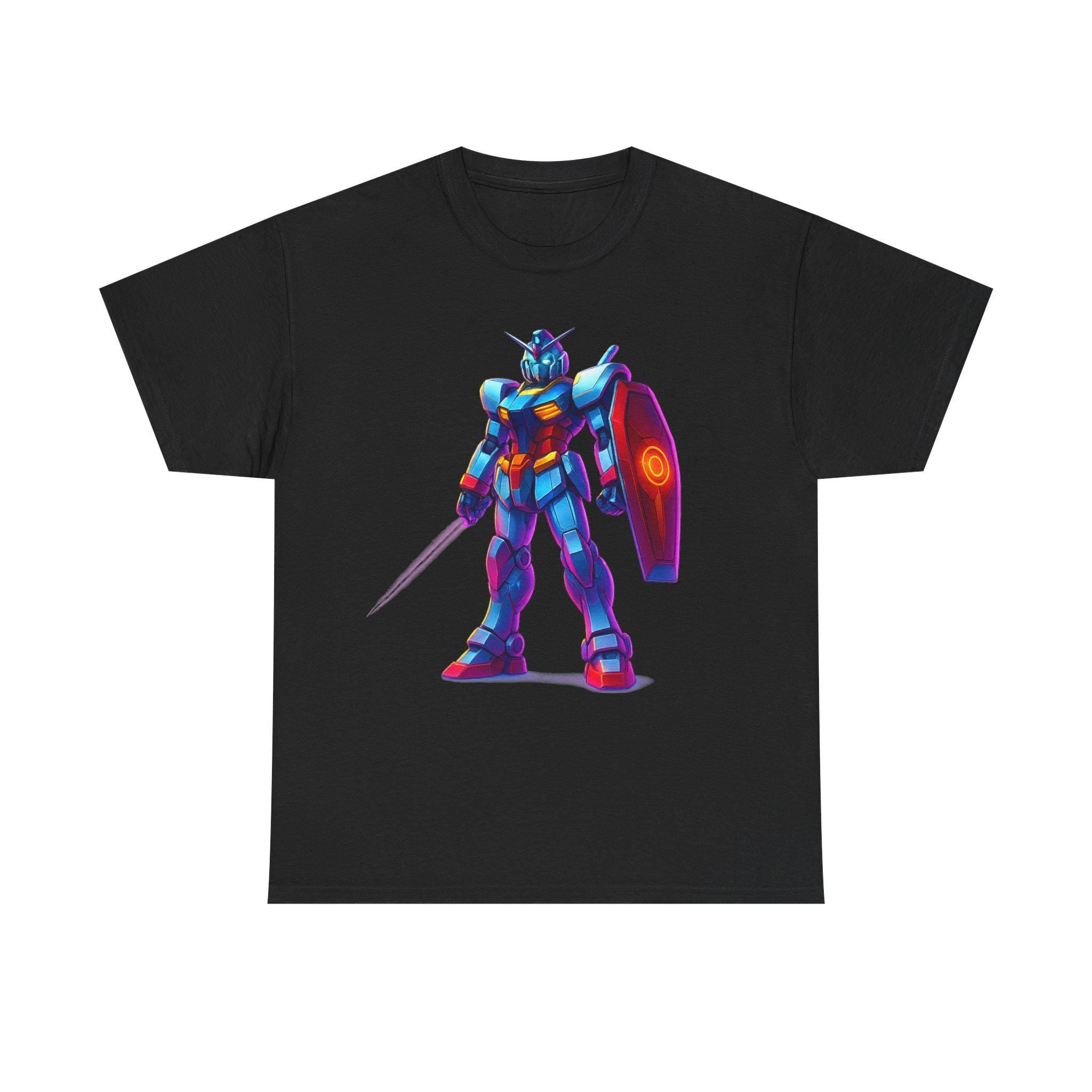 Neon Mecha Warrior T-Shirt Cyberpunk Anime Robot Streetwear Gift for Gamers and Mecha Fans