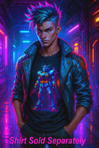 Cyber Mecha Anime Poster | Neon Robot Wall Art | Futuristic Sci-Fi City Print | Mech Warrior Decor | Epic Anime Apparel