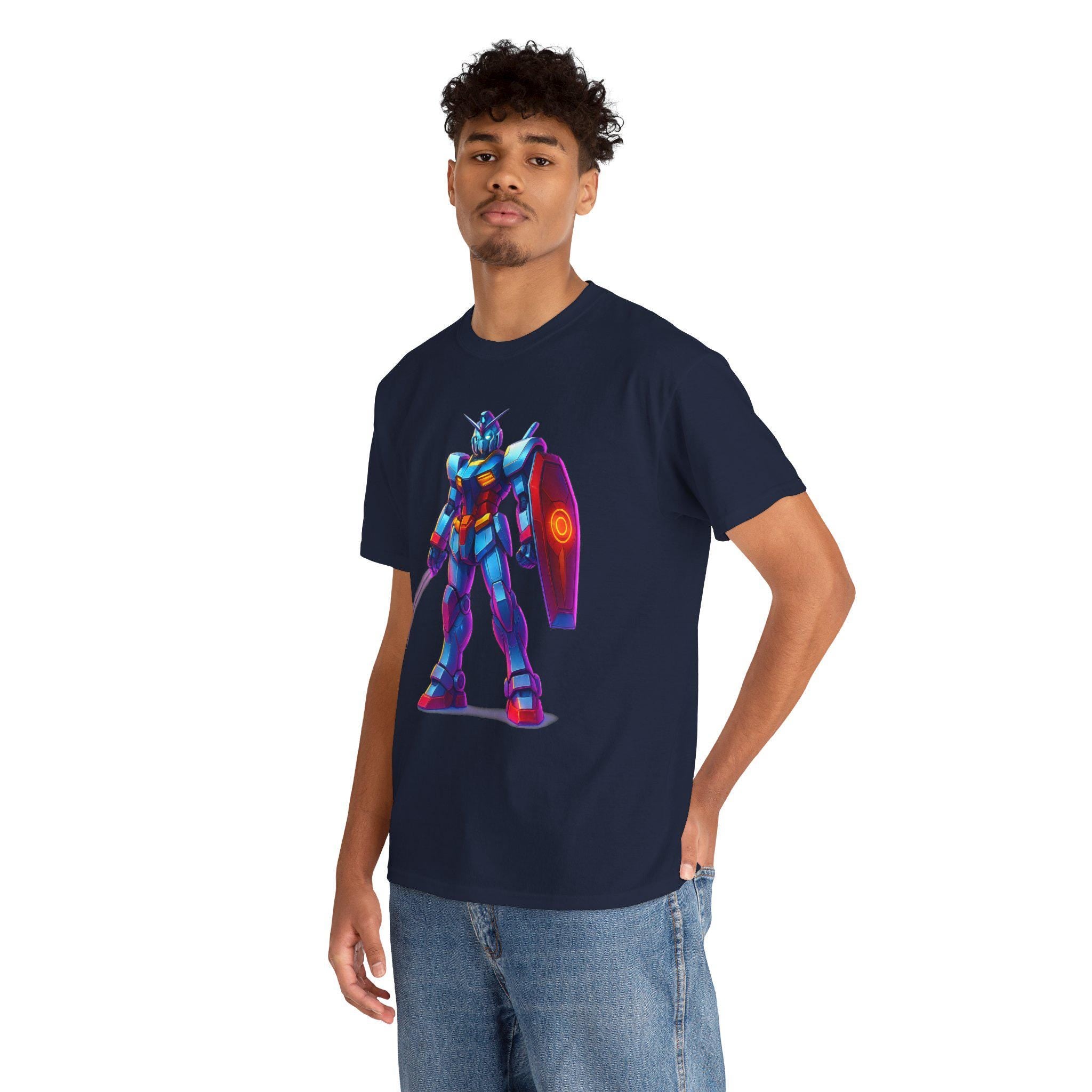 Neon Mecha Warrior T-Shirt Cyberpunk Anime Robot Streetwear Gift for Gamers and Mecha Fans