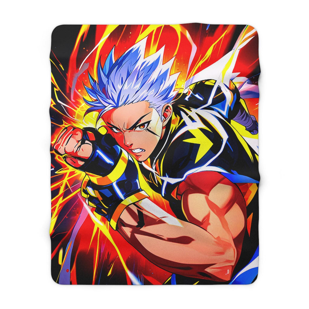 Lightning Hero Anime Sherpa Blanket Bold Electric Superpower Throw for Anime Fans and Gamers