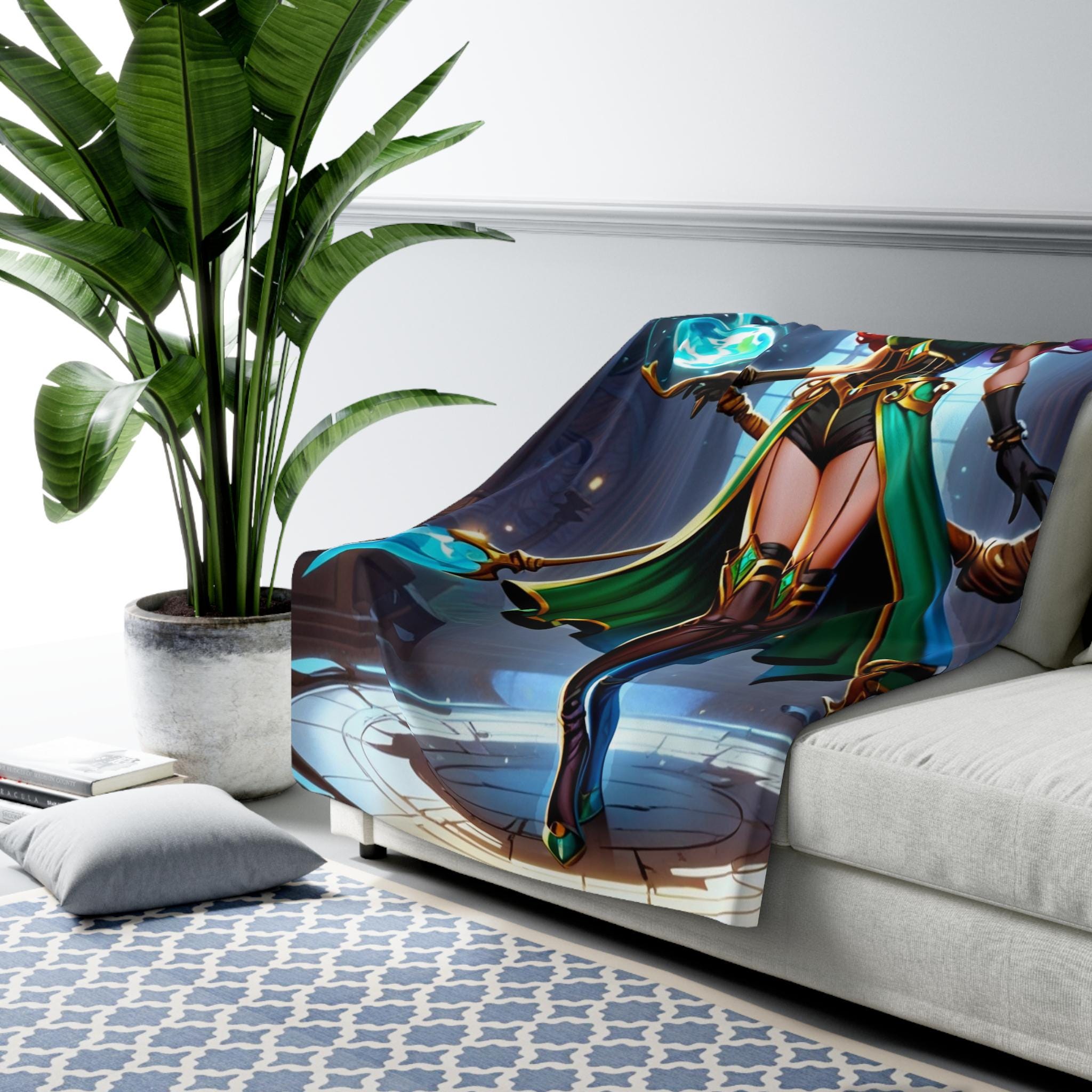 Cozy Witchy Sherpa Fleece Blanket | Soft Throw for Home Decor, Halloween Decor, Gift for Gamers, Magical Blanket, Cozy Living Space