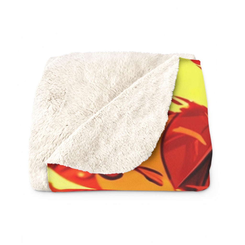 Fire Anime Girl Sherpa Blanket Flame Glow Cozy Warm Throw Gift for Anime Lovers and Gamers