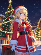 Anime Christmas Girl Sherpa Blanket Kawaii Santa Throw Blanket Cute Holiday Decor Cozy Winter Gift for Anime Lovers and Gamers
