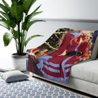 Anime Christmas Girl Sherpa Blanket Kawaii Santa Throw Blanket Cute Holiday Decor Cozy Winter Gift for Anime Lovers and Gamers