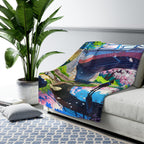 Cherry Blossom Anime Sherpa Blanket Cozy Spring Throw Japanese Bridge Scenery Gift for Anime Lovers and Dreamers