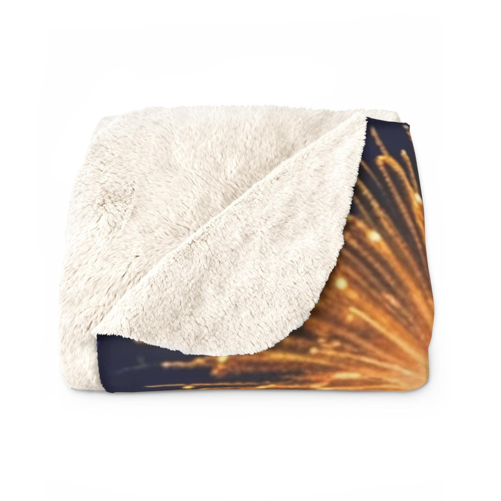 Anime Christmas Sherpa Blanket Holiday Girl Fireworks Tree Cozy Winter Throw Gift for Anime Lovers and Collectors