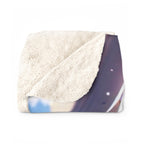 Futuristic Anime Girl Blanket Cyber Blue Techwear Sherpa Throw for Gamers and Anime Fans