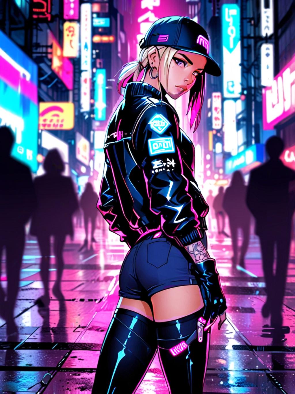 Cyberpunk Anime Girl Blanket Neon City Sherpa Throw Futuristic Street Style Gift for Gamers and Otaku Fans