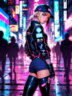 Cyberpunk Anime Girl Blanket Neon City Sherpa Throw Futuristic Street Style Gift for Gamers and Otaku Fans