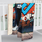 Anime Cat Ear Girls Graffiti Blanket Streetwear Sherpa Throw Urban Otaku Gift for Gamers and Collectors