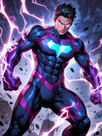 Electric Anime Hero Blanket Purple Lightning Sherpa Throw Gift for Gamers Superhero Anime Fans Boys Room Decor