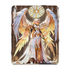 Angel Warrior Blanket Gold Wings Sherpa Throw Anime Cathedral Hero Art Guardian Angel Gift for Fantasy Lovers