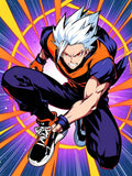 Anime Action Blanket White Haired Hero Sherpa Throw Power Surge Neon Purple and Orange Gamer Gift for Shonen Fans
