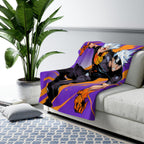 Anime Twin Heroes Blanket White Hair Lightning Duo Sherpa Throw Purple Orange Neon Shonen Energy Blanket for Anime Lovers