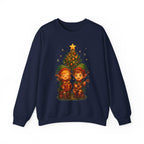Anime Christmas Tree Sweatshirt Cute Elf Duo Cozy Holiday Gift Winter Apparel for Anime Fans and Gamers
