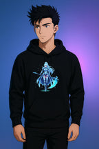 Ice Anime Girl Hoodie, Lyra Frostveil | Winter Warrior Design | Magical Ice Powers | Epic Anime Apparel