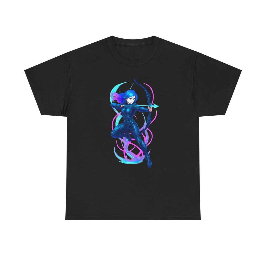 Neon Archer Anime Girl T-Shirt Cyberpunk Streetwear Glow Techwear Gift for Anime Fans and Gamers