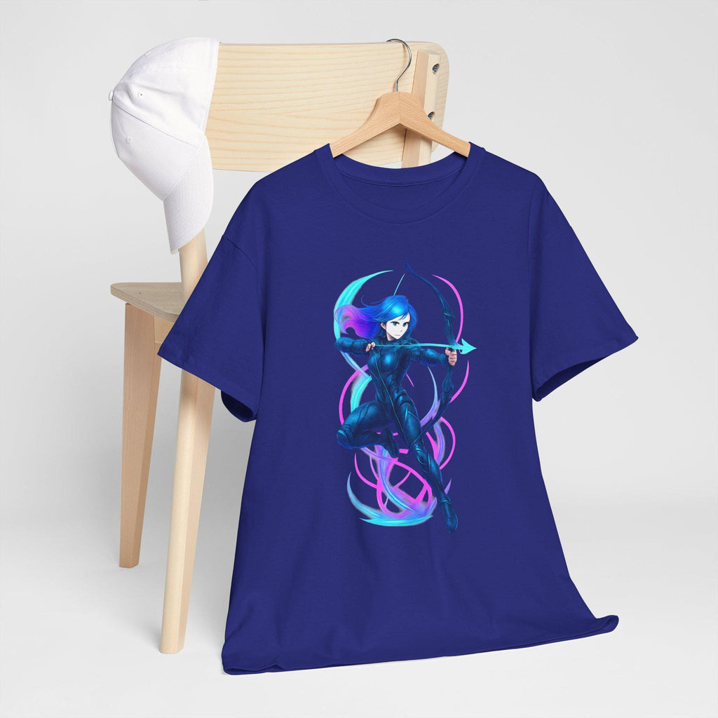 Neon Archer Anime Girl T-Shirt Cyberpunk Streetwear Glow Techwear Gift for Anime Fans and Gamers