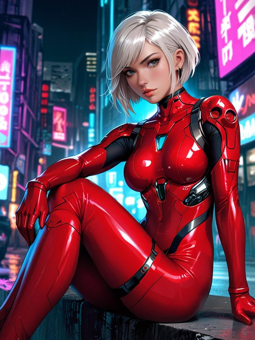 Red Cyberpunk Girl Blanket, Anime Sherpa Throw with Neon City Glow | Sci-Fi Fleece for Gamers, Otaku, and Collectors | Epic Anime Apparel