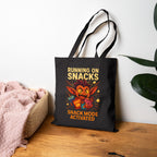 Running on Snacks Tote | Funny Goblin Anime Style Canvas Tote | Snack Mode Activated Gift for Foodies, Gamers, Students, and Gremlin Girls