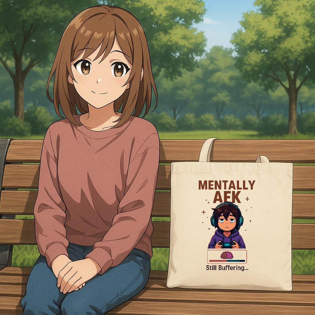 Mentally AFK Gamer Tote Bag Funny Anime Gift for Gamers Still Buffering Gaming Humor Lightweight Shopping Bag