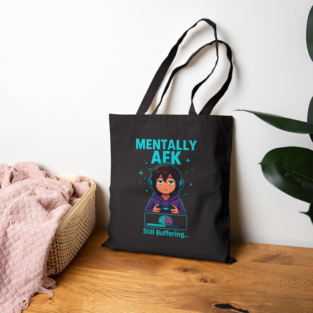Mentally AFK Gamer Tote Bag Funny Anime Gift for Gamers Still Buffering Gaming Humor Lightweight Shopping Bag