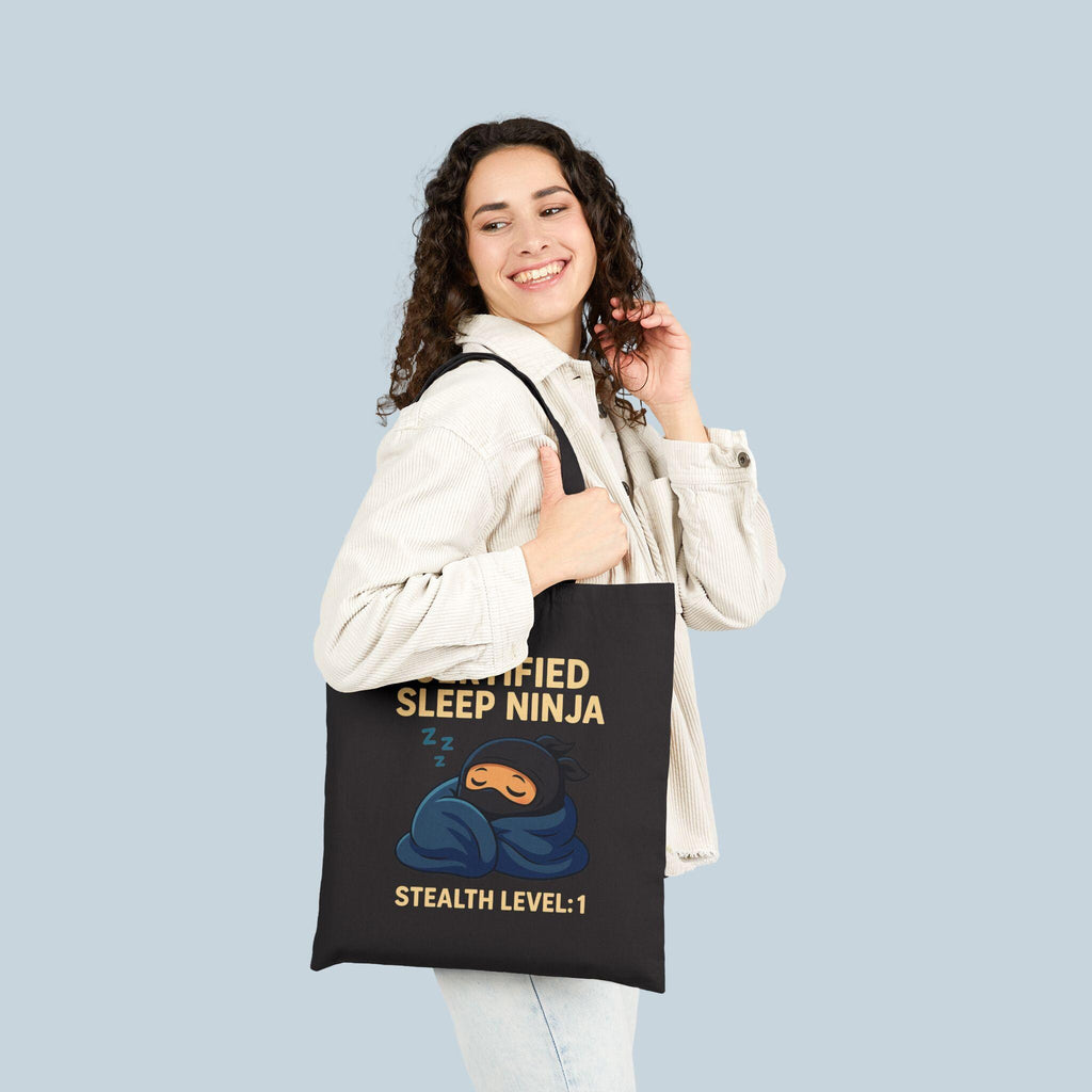 Certified Sleep Ninja Tote Bag Funny Cozy Gift for Nap Lovers Lazy Day Humor Cotton Canvas Bag