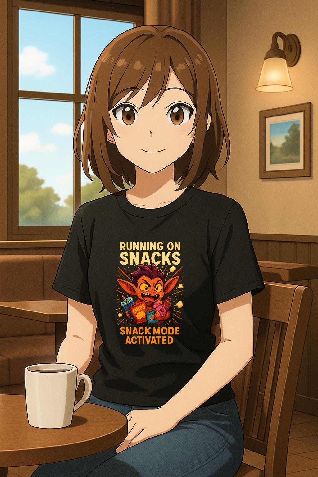 Funny Snack Mode T Shirt for Gamers and Food Lovers, Running on Snacks Graphic Tee, Snack Attack Shirt for Men Women Kids