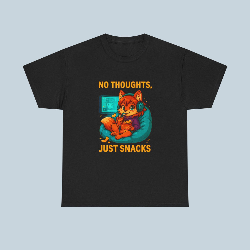 No Thoughts Just Snacks Shirt Anime Gamer Fox Tee Cozy Snack Time Kawaii Cute Gift for Anime Lovers and Coders