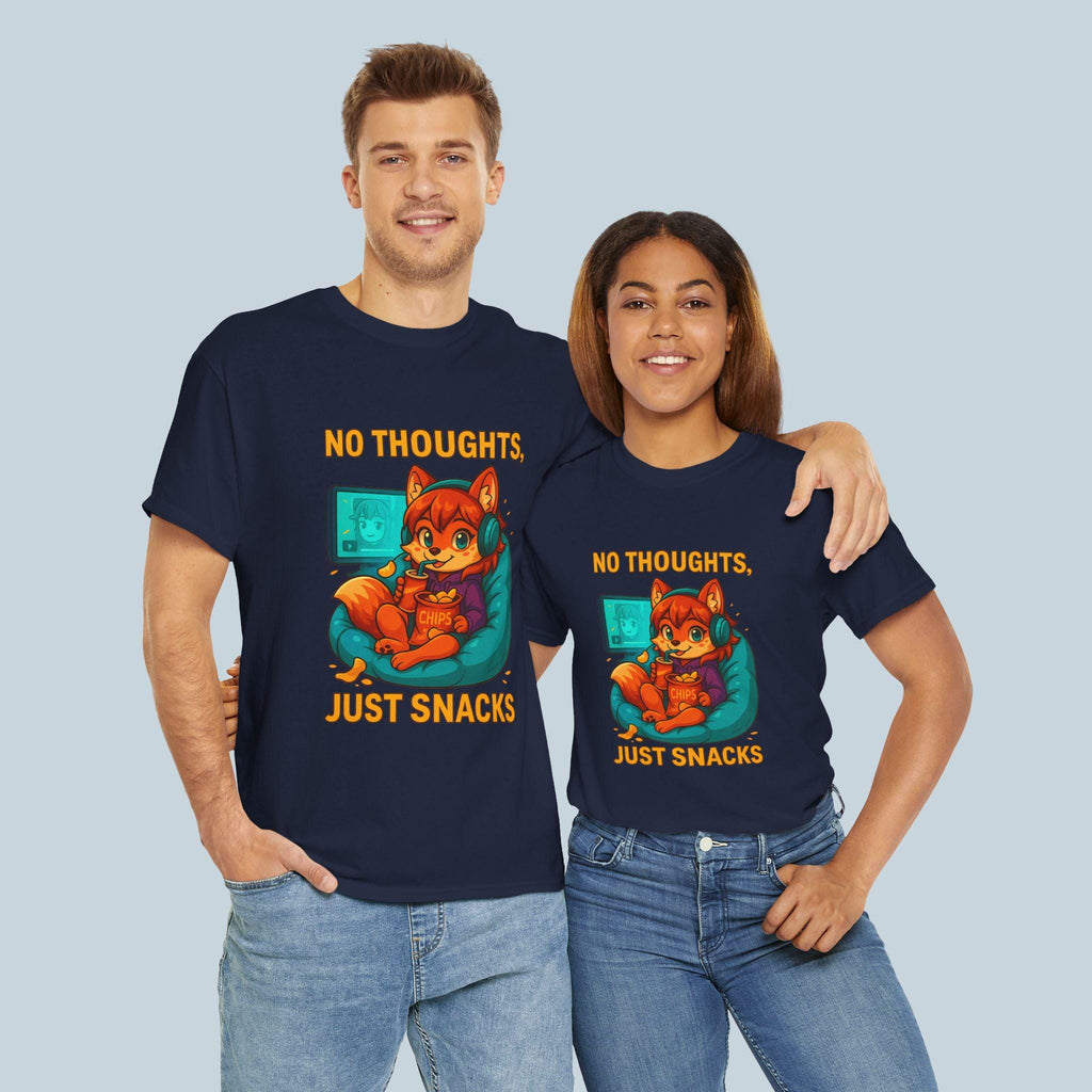 No Thoughts Just Snacks Shirt Anime Gamer Fox Tee Cozy Snack Time Kawaii Cute Gift for Anime Lovers and Coders