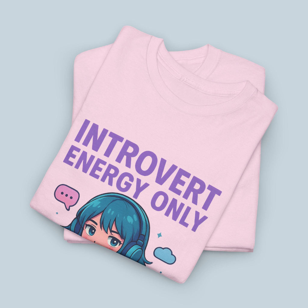 Introvert Energy Only Shirt, Cute Anime Girl with Hoodie & Lo-Fi Vibes | Cozy Ambient Anxiety Tee | Gamer Gift | Epic Anime Apparel