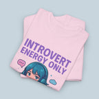 Introvert Energy Only Shirt, Cute Anime Girl with Hoodie & Lo-Fi Vibes | Cozy Ambient Anxiety Tee | Gamer Gift | Epic Anime Apparel