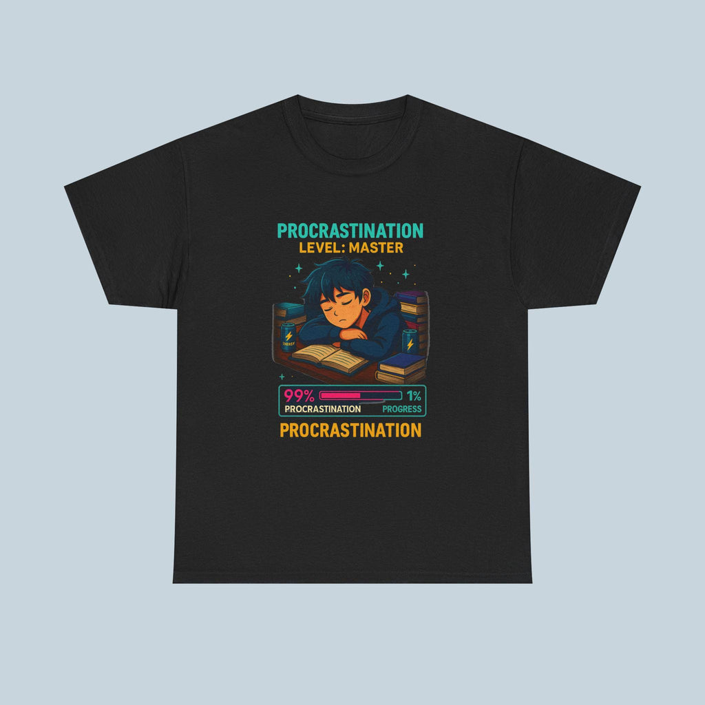 Procrastination Level: Master Shirt, Funny Anime Gamer Tee for Students, Study Humor T-Shirt, Procrastinator Graphic Tee, Epic Anime Apparel