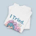 I Tried I'm Tired Anime Shirt, Cute Sleepy Anime Girl Tee for Student, Gamers & Introvert, Funny Pastel Kawaii T-Shirt Gift for Tired People