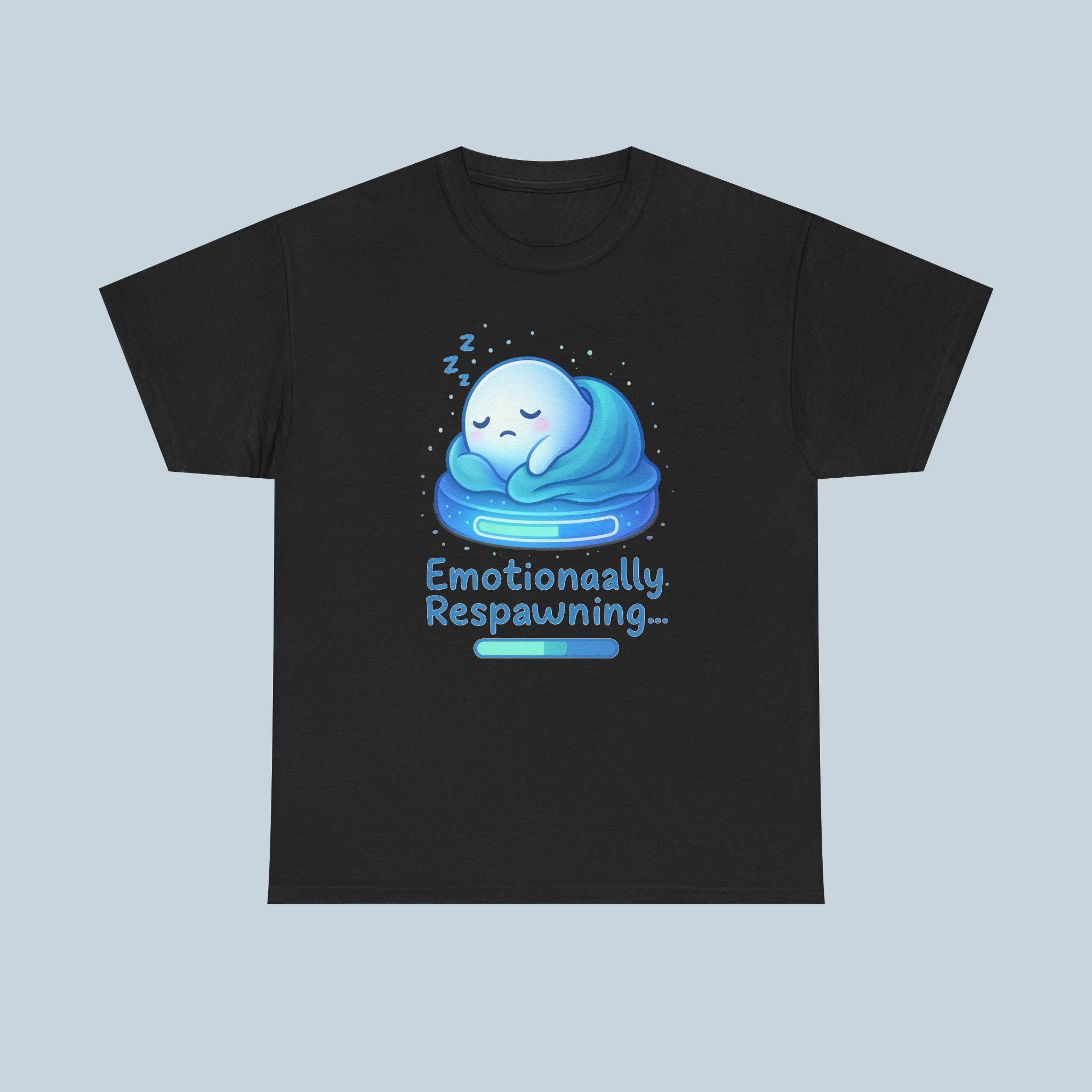 Emotionally Respawning Shirt Cute Gamer Mental Health Tee for Anxious Minds Anime Sad Ghost T Shirt Cozy Gamer Gift