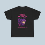 Social Battery 1 Percent Shirt Cute Anime Introvert Tee Funny Kawaii Chibi T Shirt for Low Energy Days Cozy Gift Idea