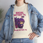 Social Battery 1 Percent Shirt Cute Anime Introvert Tee Funny Kawaii Chibi T Shirt for Low Energy Days Cozy Gift Idea