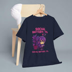 Social Battery 1 Percent Shirt Cute Anime Introvert Tee Funny Kawaii Chibi T Shirt for Low Energy Days Cozy Gift Idea