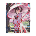 Cherry Blossom Kimono Girl Sherpa Blanket Anime Cozy Gift for Japan Lovers and Dreamers