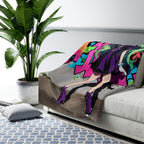 Graffiti Anime Girl Sherpa Blanket Street Art Neon Cozy Gift for Anime Fans and Gamers