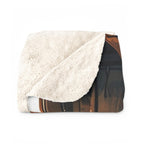 Anime Mechanic Girl Sherpa Blanket Cozy Garage Scene Gift for Anime Fans and Gamers