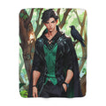 Forest Rogue Anime Boy Sherpa Blanket Dark Fantasy Cozy Gift for Anime Fans and Gamers