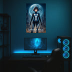 Starla Vale Lunar Vanguard Commander, Anime Poster, Futuristic Sci Fi Girl Wall Art, Cyberpunk City Moon Art, Gift Gamers Epic Anime Apparel